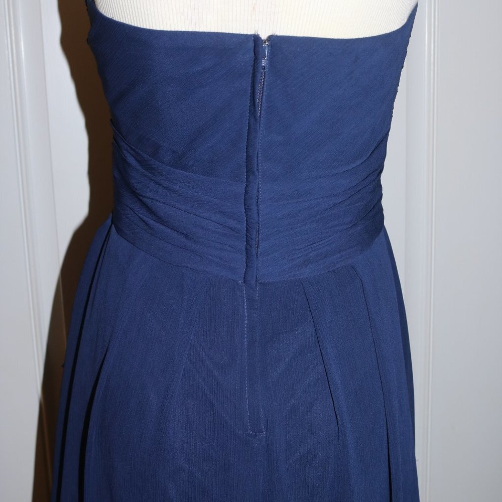 David's Bridal formal gown size 10 strapless navy blue - Picture 7 of 12